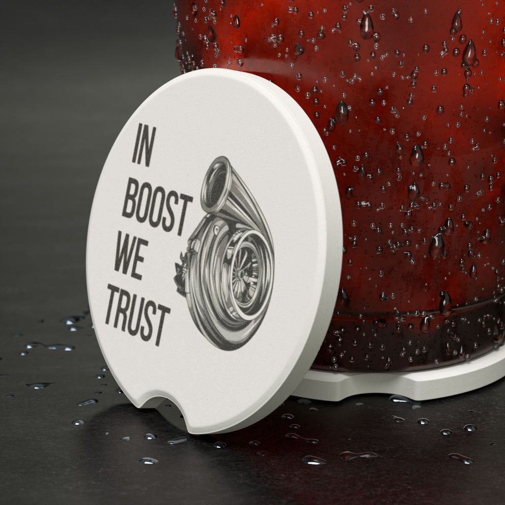 Car Coaster — "In Boost We Trust" Turbocharger Soapstone Cup Holder Insert - Revolution Society