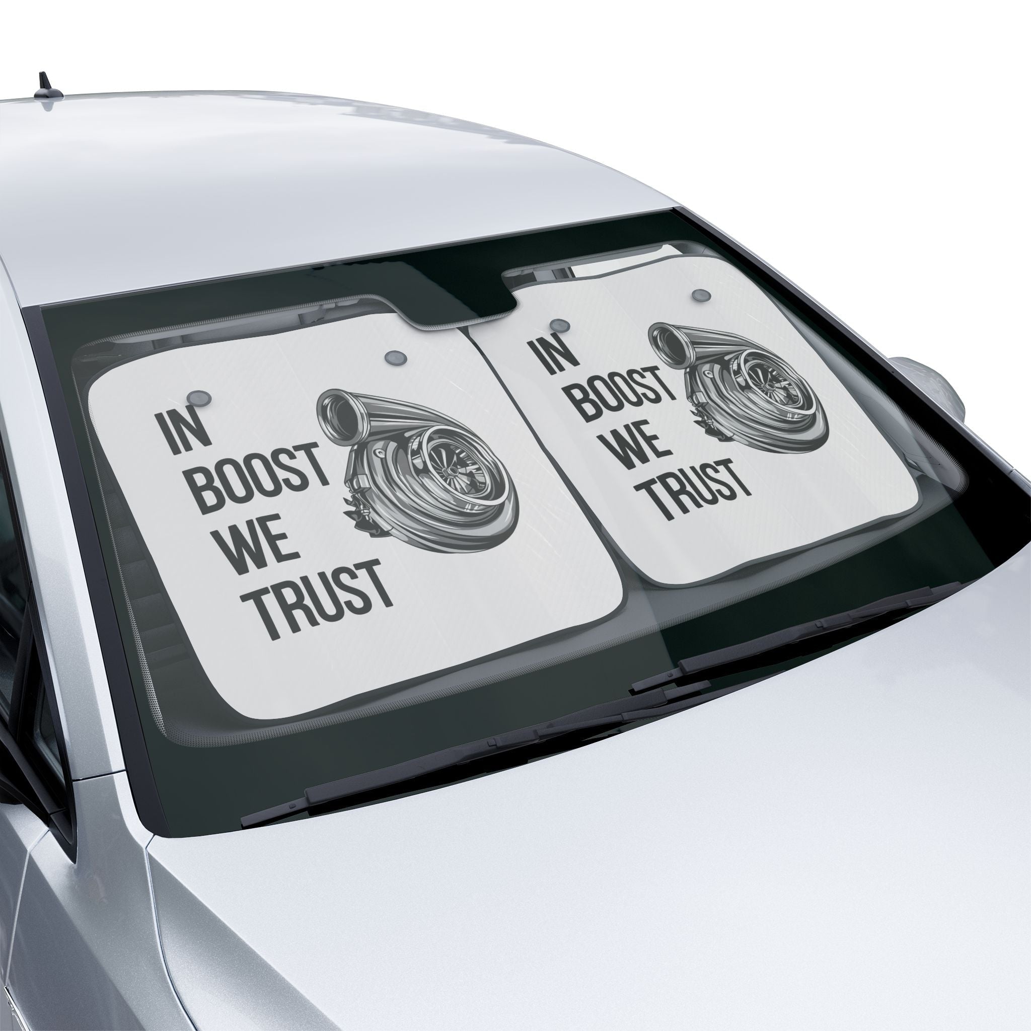 Car Sun Shade — "In Boost We Trust" Turbocharger Windshield Protector - Revolution Society