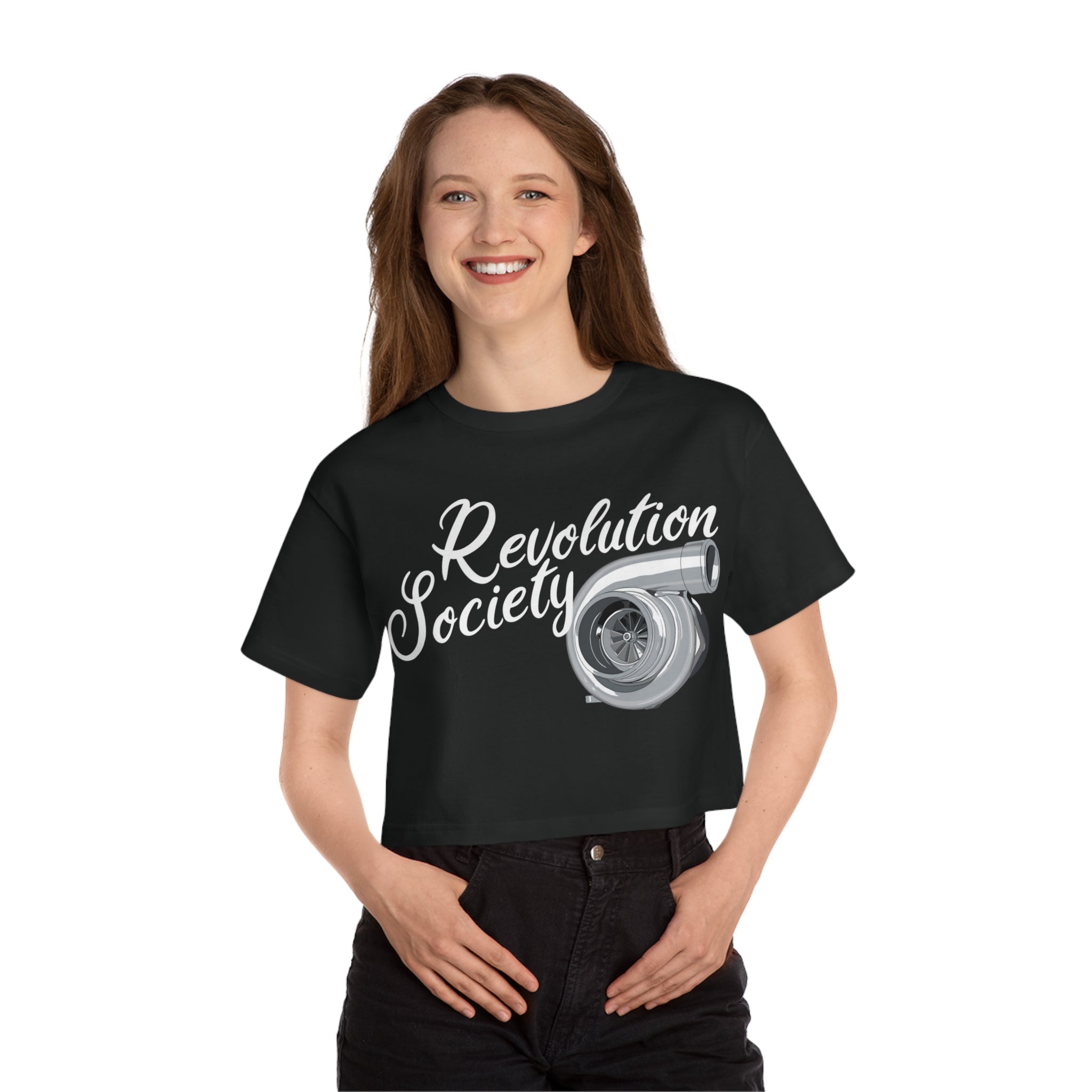 Champion Women’s Cropped T-Shirt “Speed Without Boundaries Edition” by Revolution Society - Revolution Society