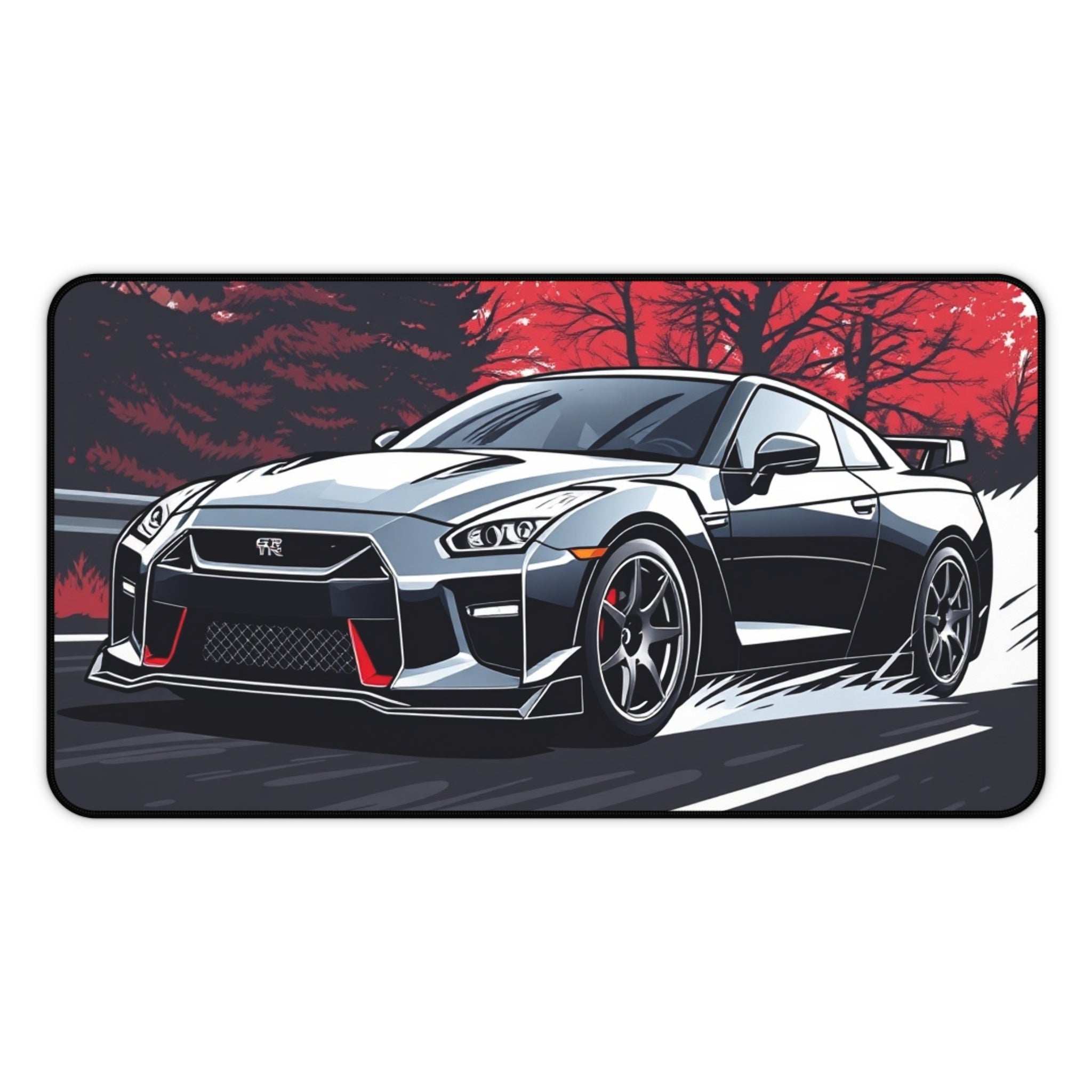 Racing GT Sports Car Desk Mat — Gamer Mousepad with White Supercar Illustration - Revolution Society