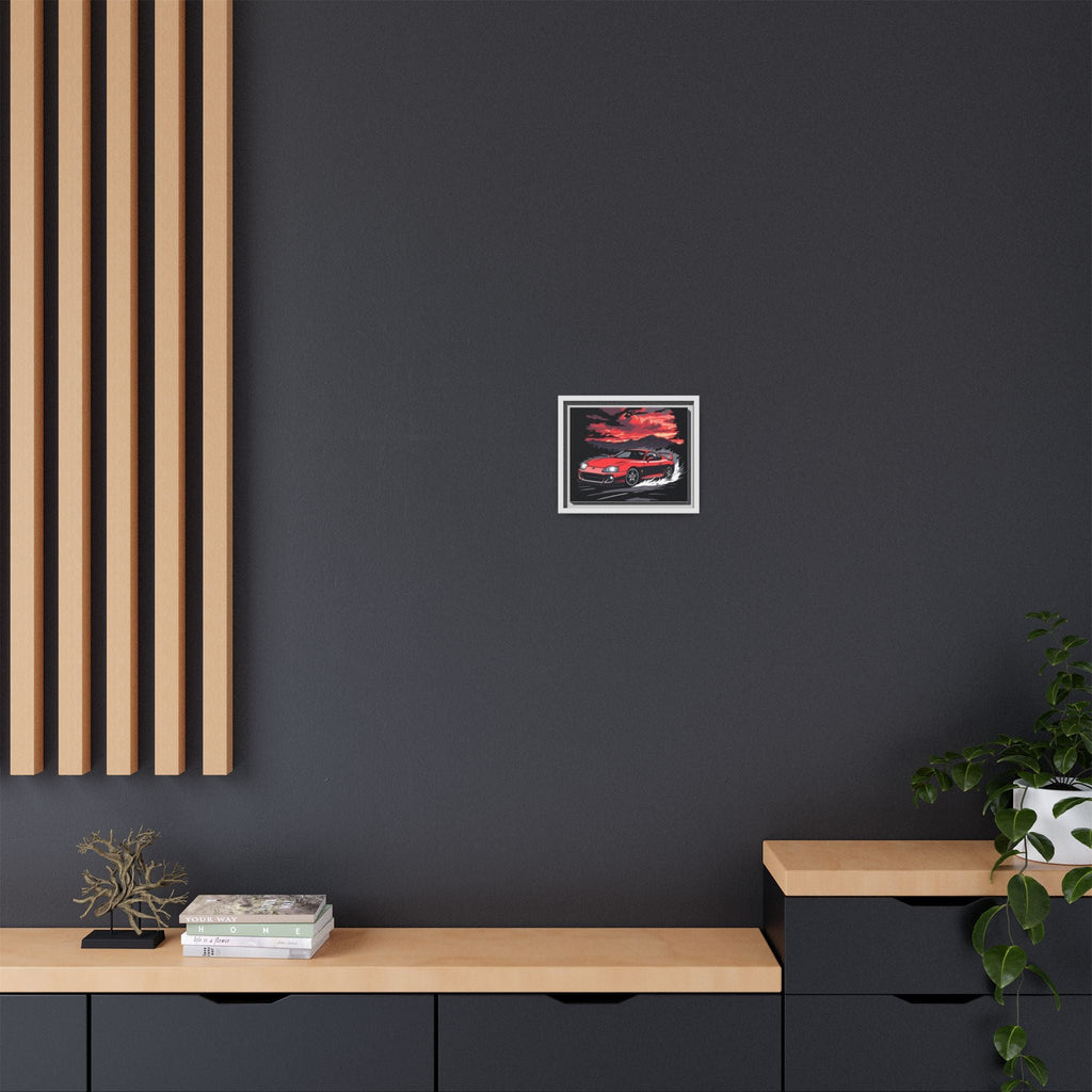 Red Supra Racing Illustration Matte Canvas Framed | Automotive Wall Art - Revolution Society