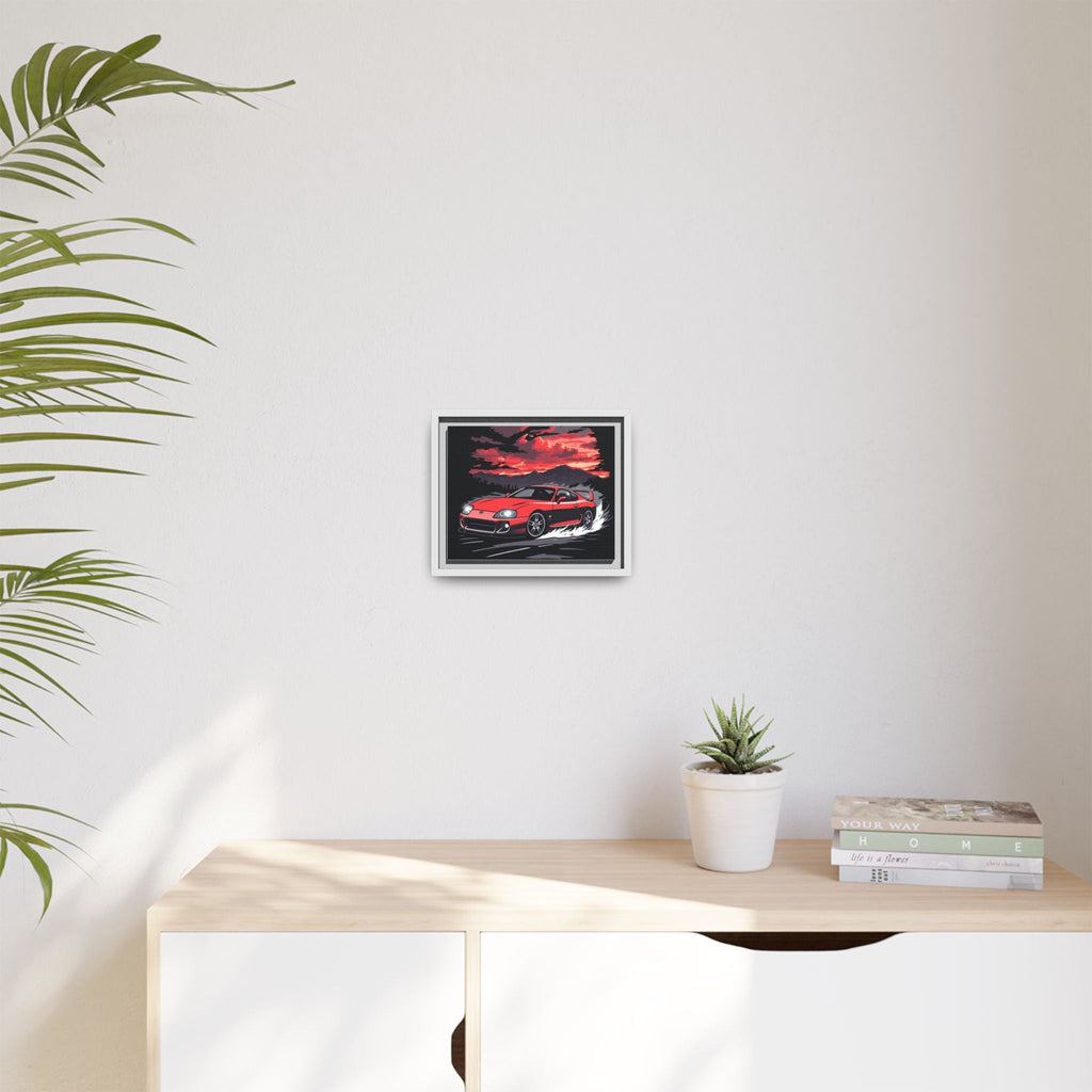 Red Supra Racing Illustration Matte Canvas Framed | Automotive Wall Art - Revolution Society