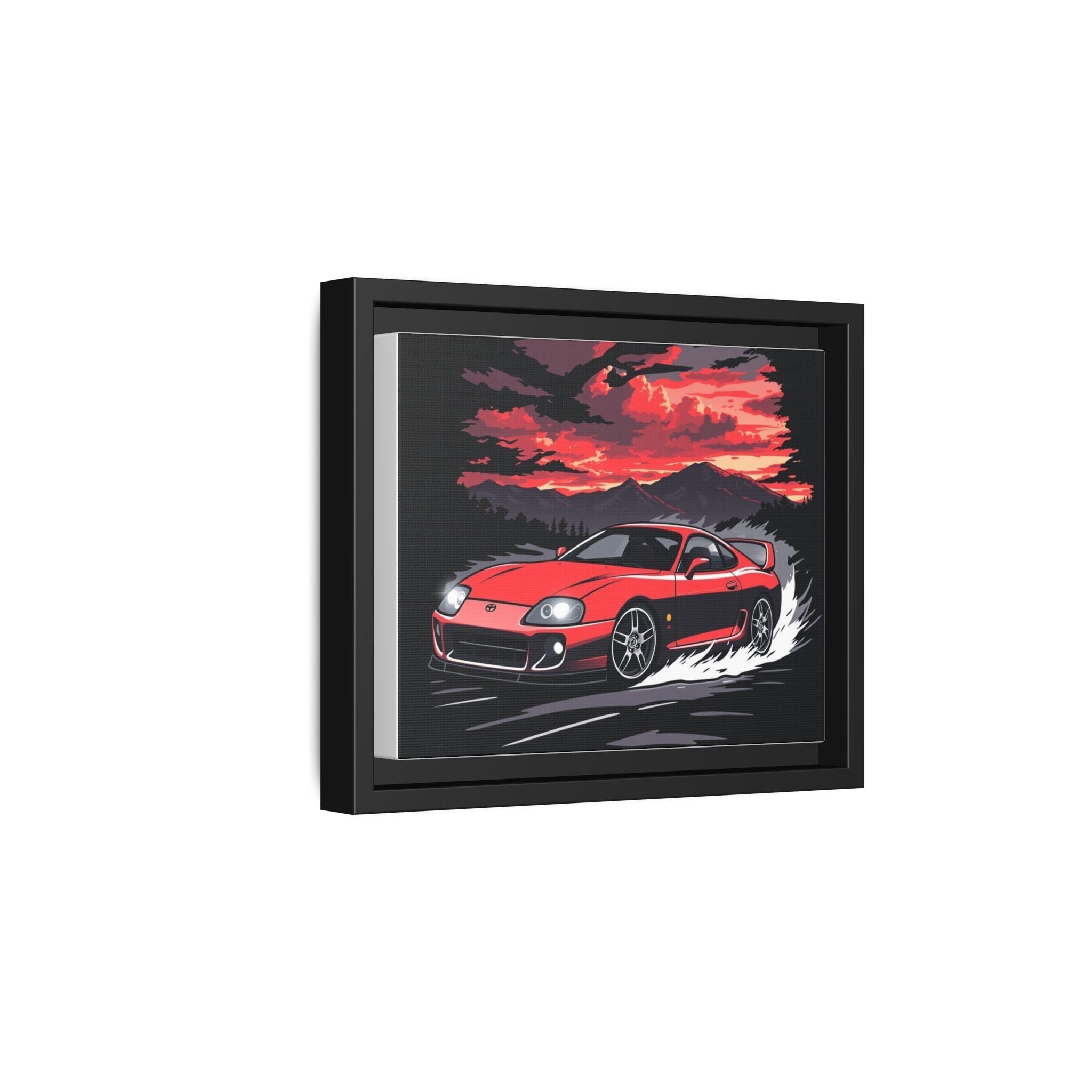 Red Supra Racing Illustration Matte Canvas Framed | Automotive Wall Art - Revolution Society