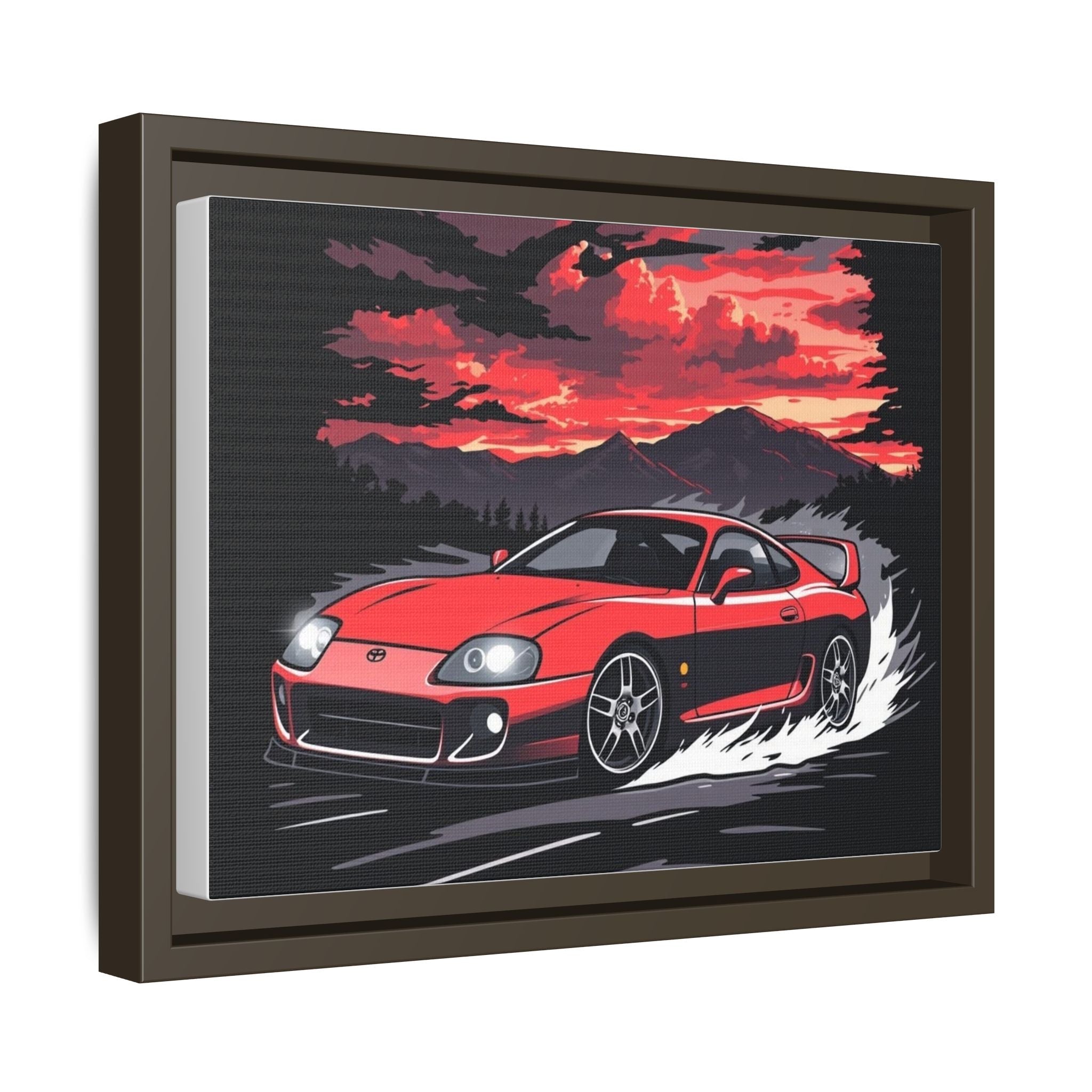 Red Supra Racing Illustration Matte Canvas Framed | Automotive Wall Art - Revolution Society
