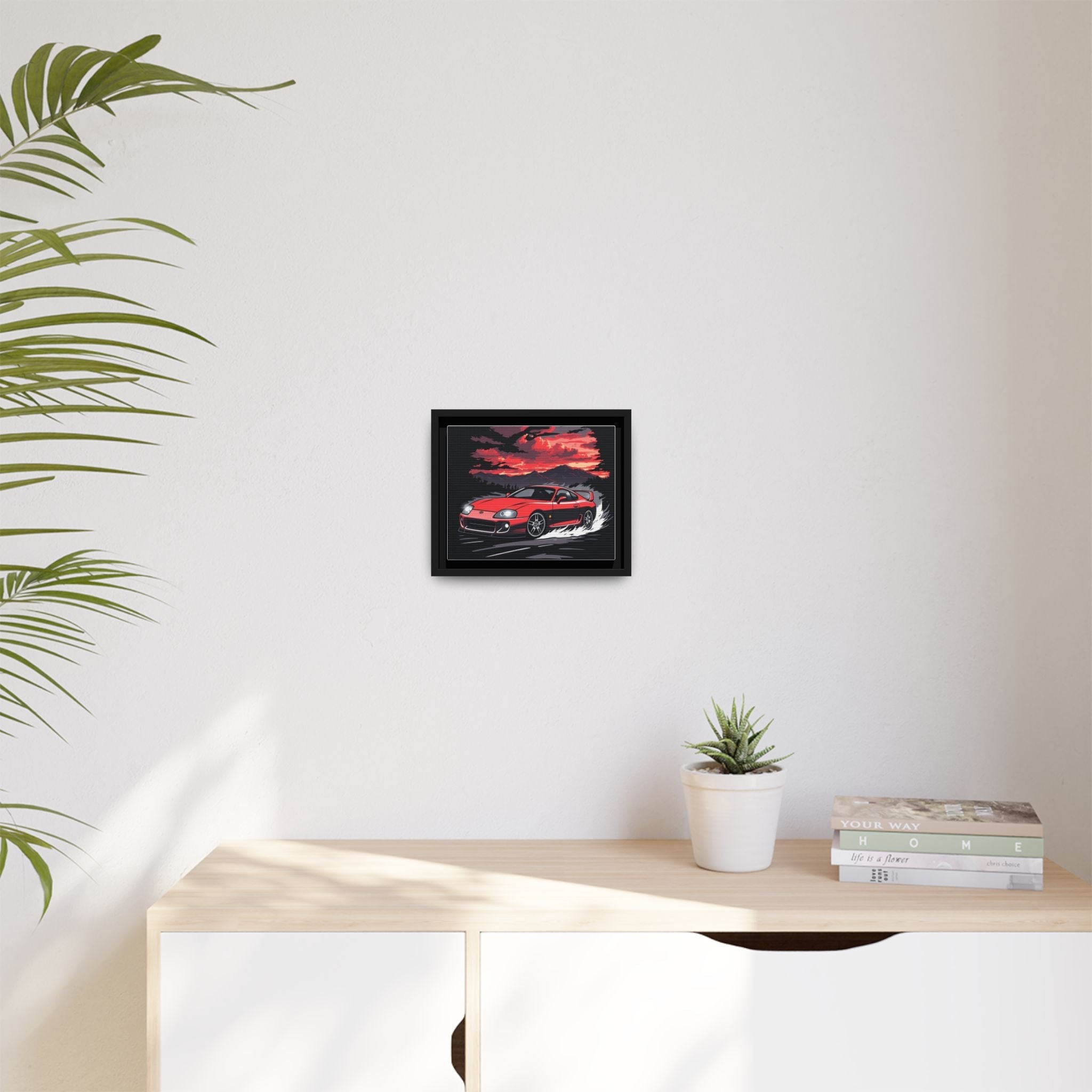 Red Supra Racing Illustration Matte Canvas Framed | Automotive Wall Art - Revolution Society