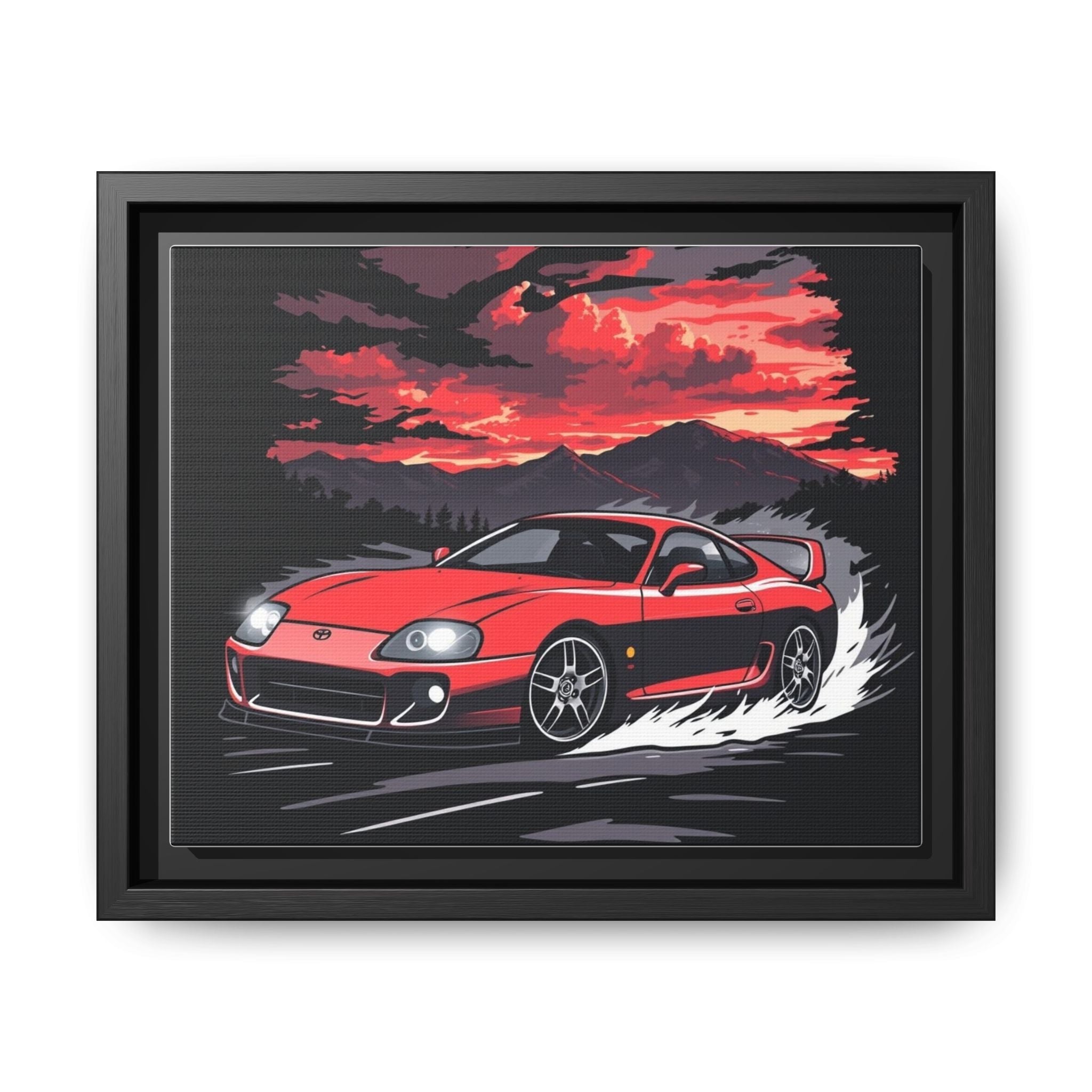 Red Supra Racing Illustration Matte Canvas Framed | Automotive Wall Art - Revolution Society