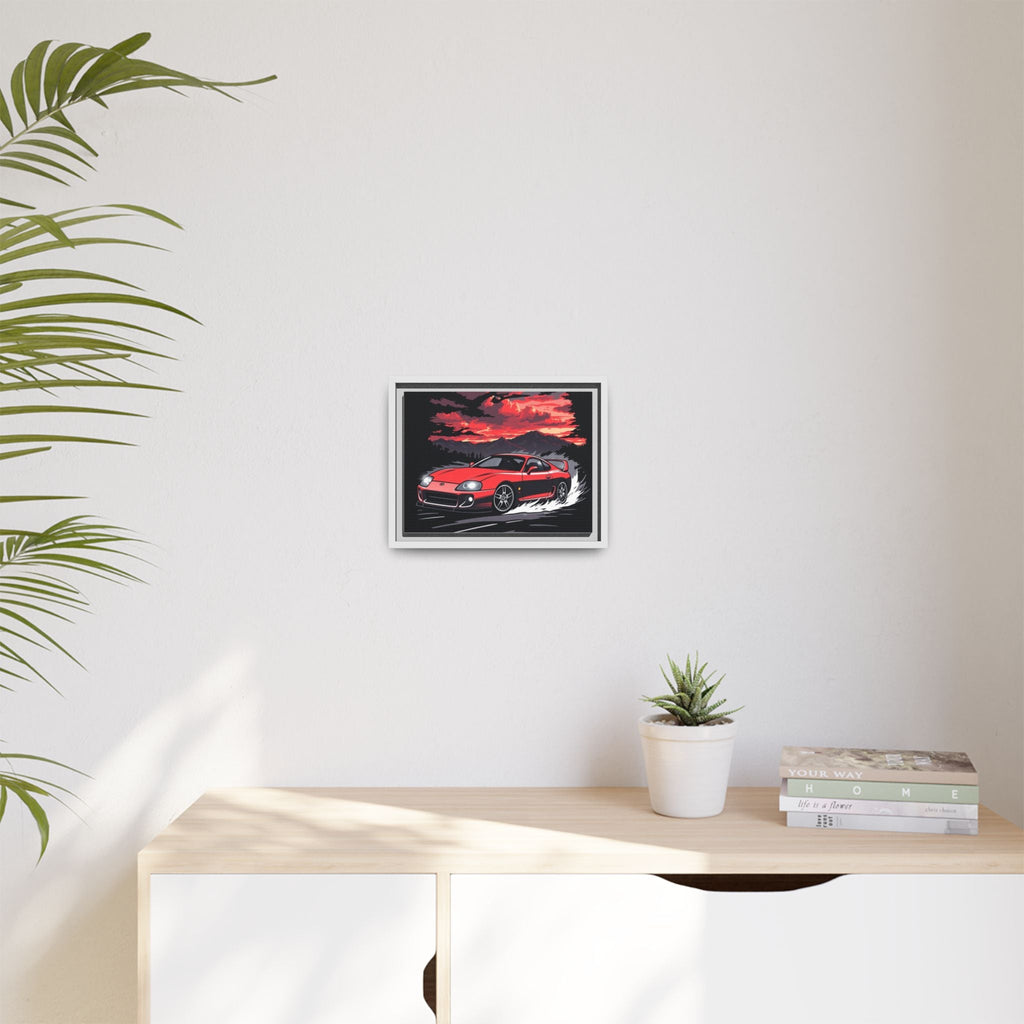 Red Supra Racing Illustration Matte Canvas Framed | Automotive Wall Art - Revolution Society
