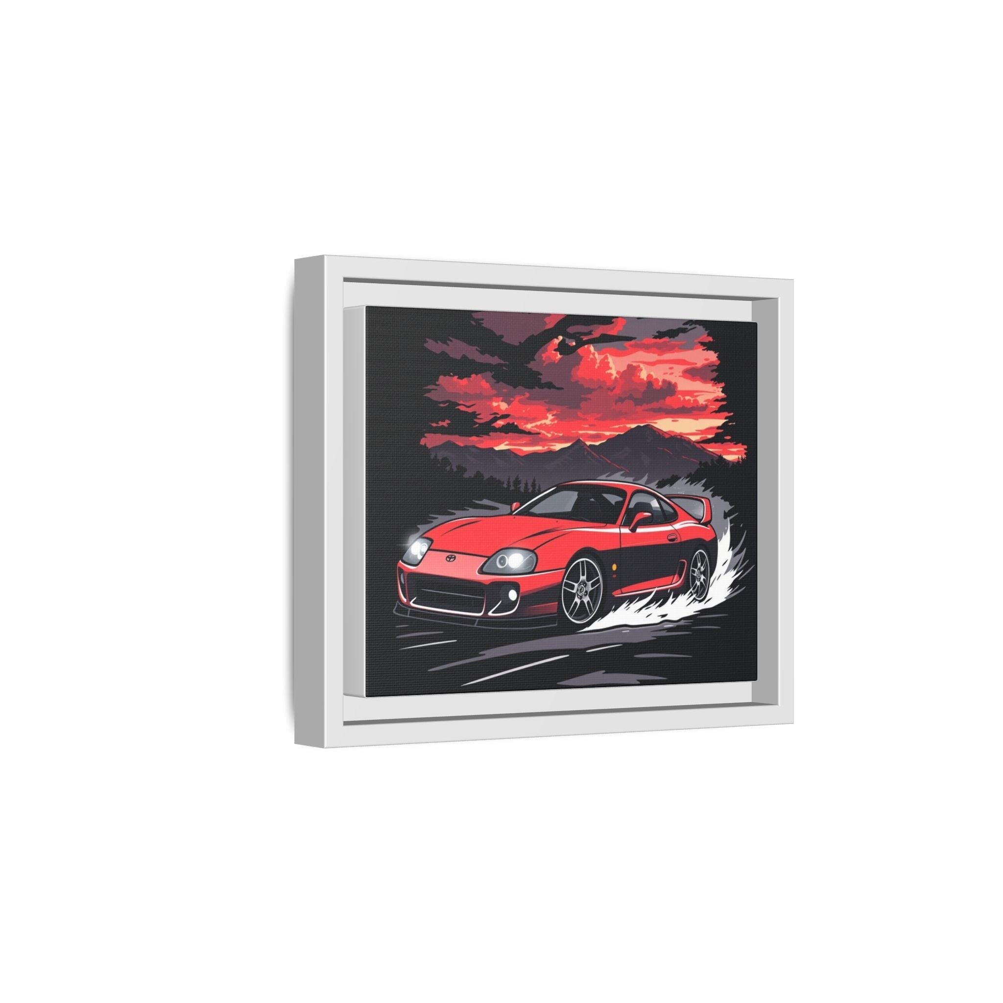 Red Supra Racing Illustration Matte Canvas Framed | Automotive Wall Art - Revolution Society