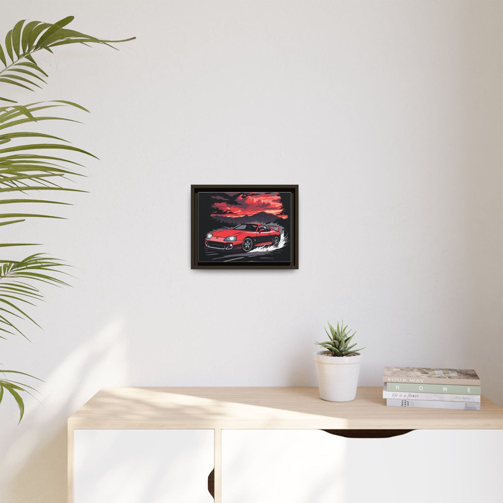 Red Supra Racing Illustration Matte Canvas Framed | Automotive Wall Art - Revolution Society