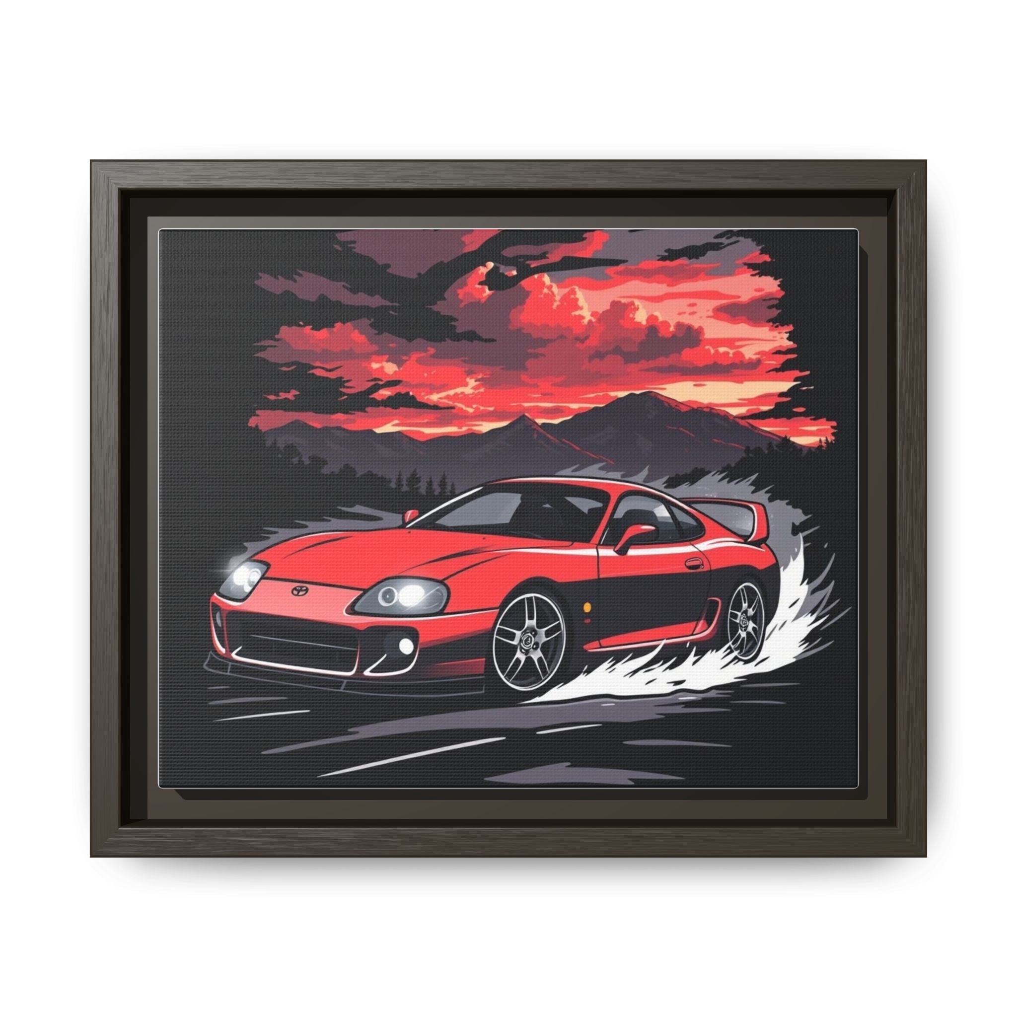 Red Supra Racing Illustration Matte Canvas Framed | Automotive Wall Art - Revolution Society