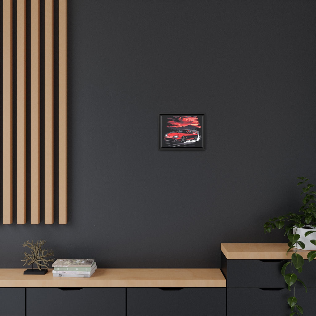 Red Supra Racing Illustration Matte Canvas Framed | Automotive Wall Art - Revolution Society
