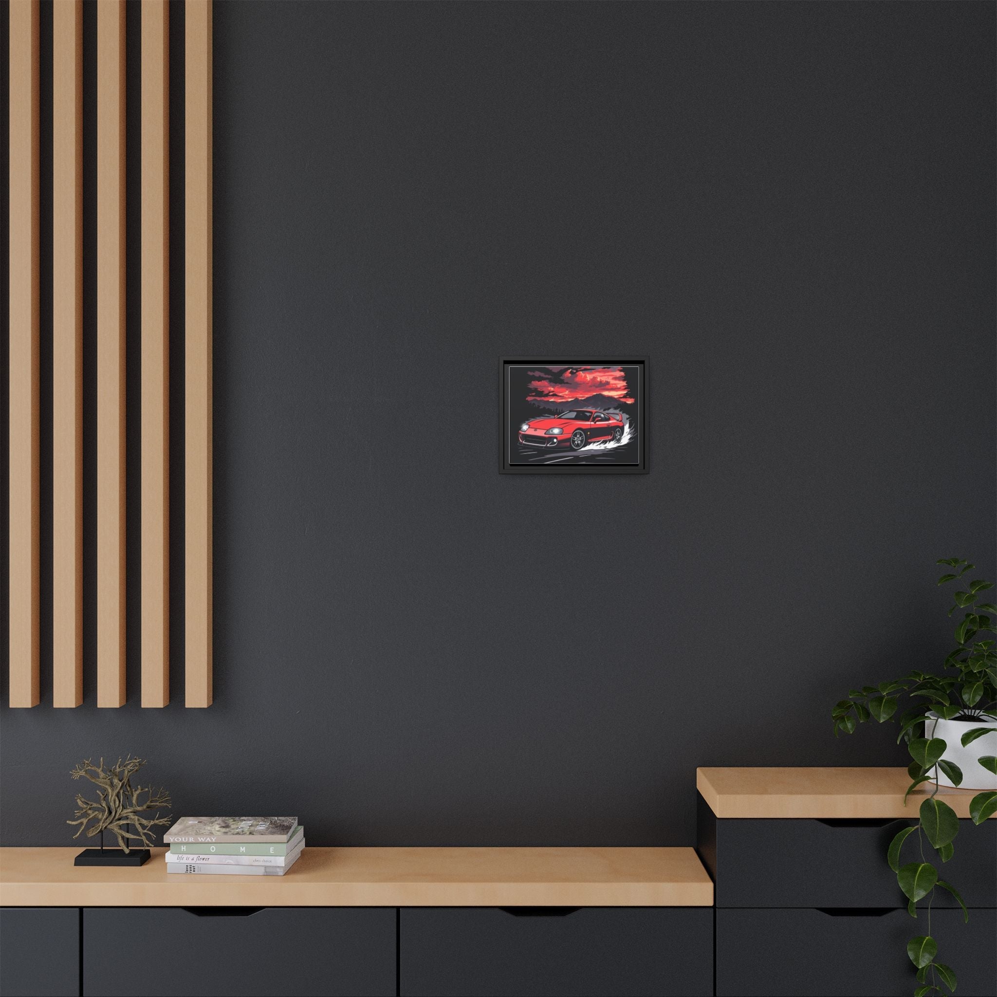 Red Supra Racing Illustration Matte Canvas Framed | Automotive Wall Art - Revolution Society