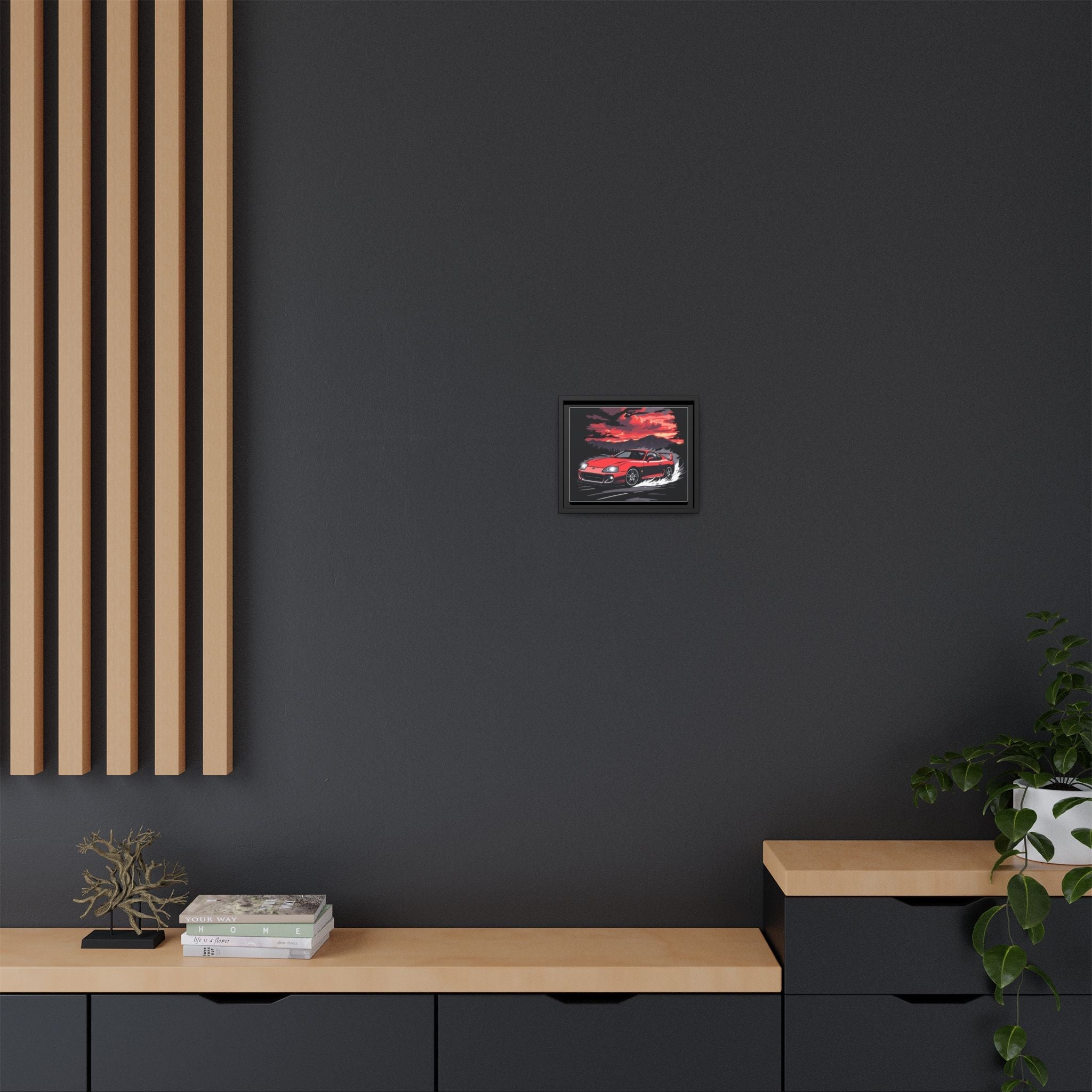 Red Supra Racing Illustration Matte Canvas Framed | Automotive Wall Art - Revolution Society