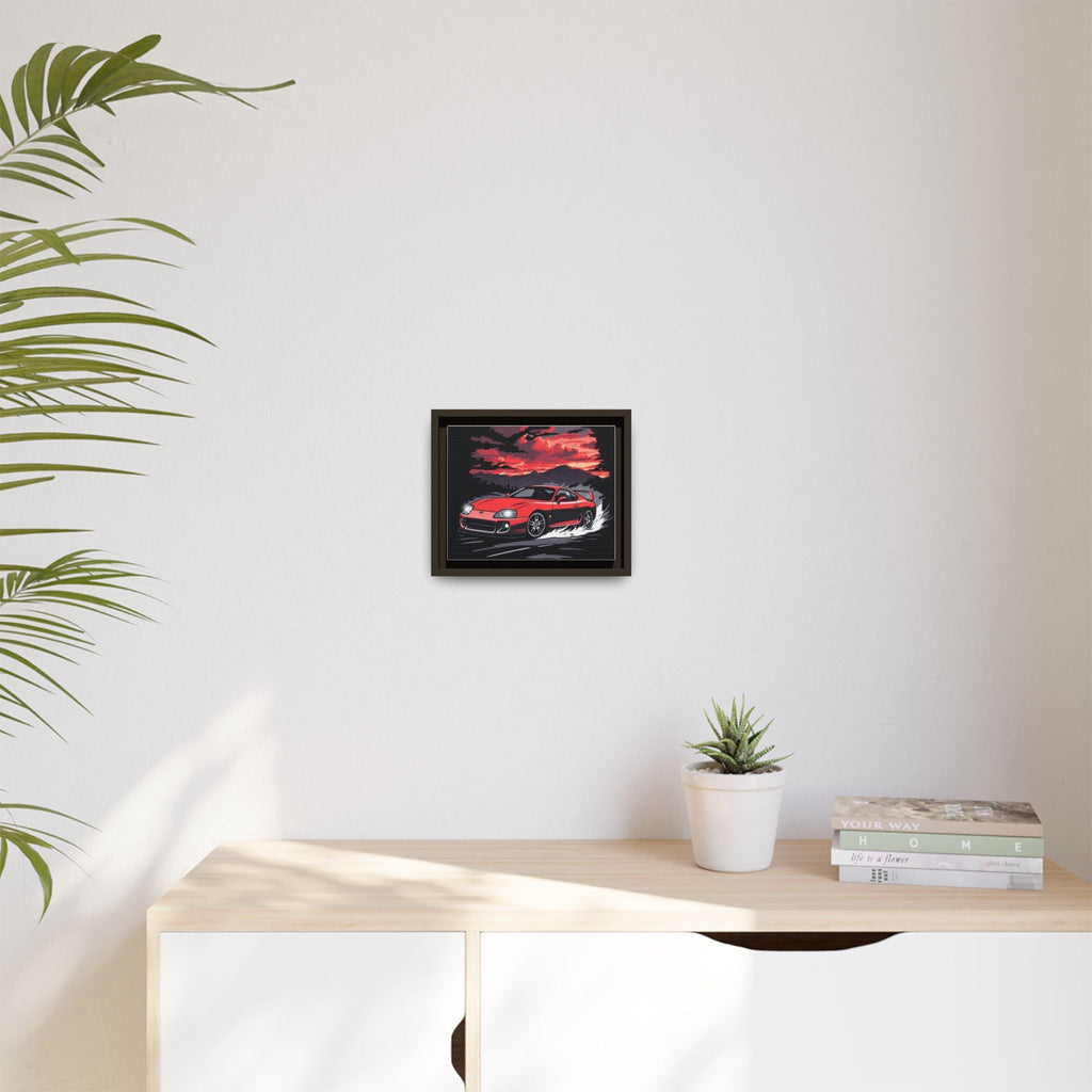 Red Supra Racing Illustration Matte Canvas Framed | Automotive Wall Art - Revolution Society