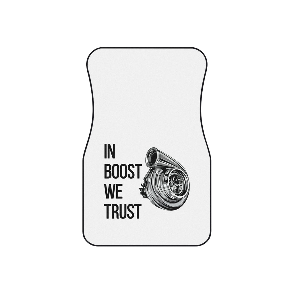 Revolution Society 2x Car Mats "In Boost We Trust" Turbo Logo Front Floor Mats - Revolution Society
