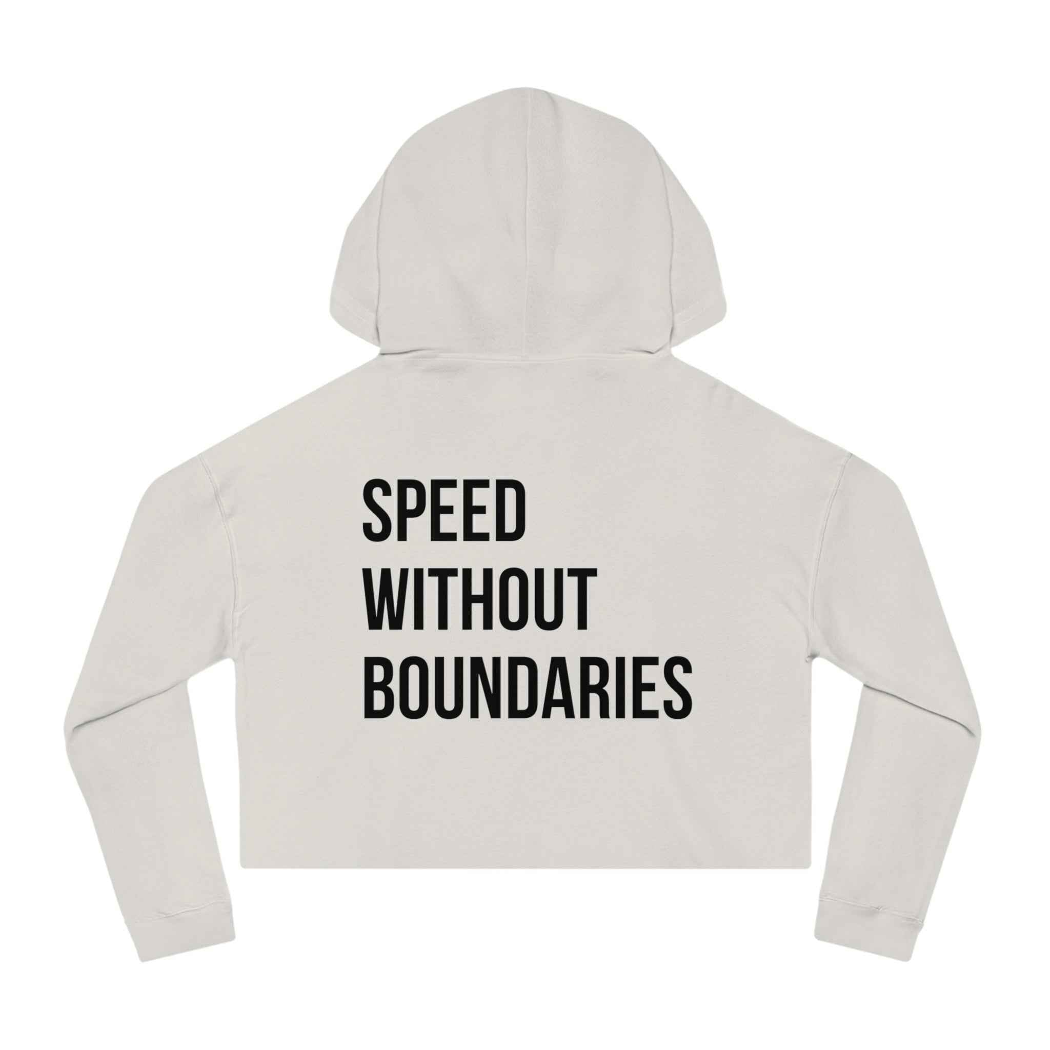 Women’s Cropped Hooded Sweatshirt “Speed Without Boundarie Edition” by Revolution Society - Revolution Society