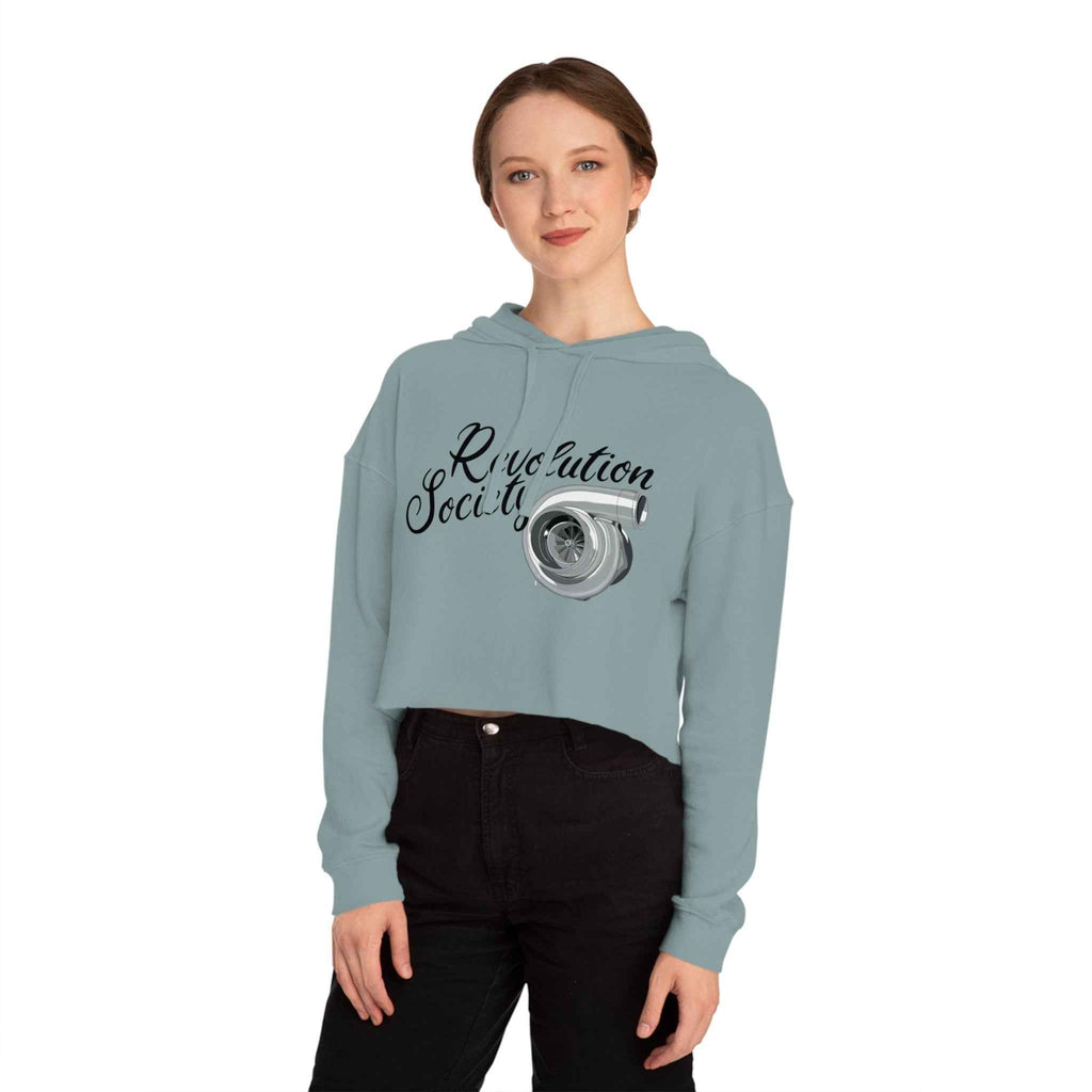 Women’s Cropped Hooded Sweatshirt “Speed Without Boundarie Edition” by Revolution Society - Revolution Society