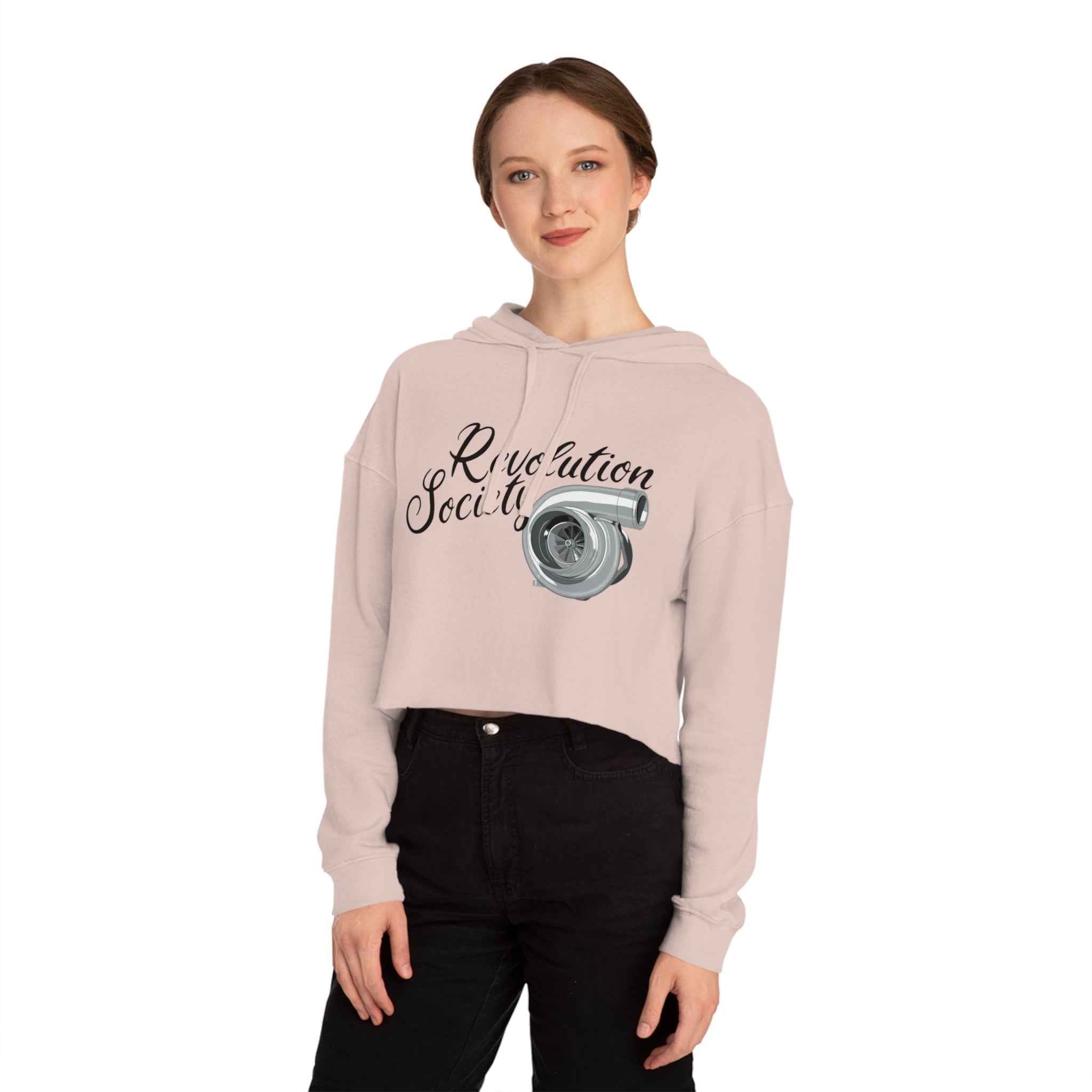 Women’s Cropped Hooded Sweatshirt “Speed Without Boundarie Edition” by Revolution Society - Revolution Society