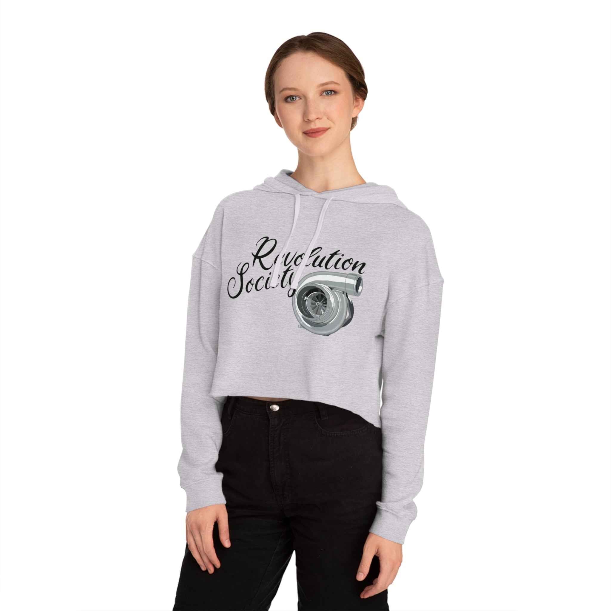 Women’s Cropped Hooded Sweatshirt “Speed Without Boundarie Edition” by Revolution Society - Revolution Society