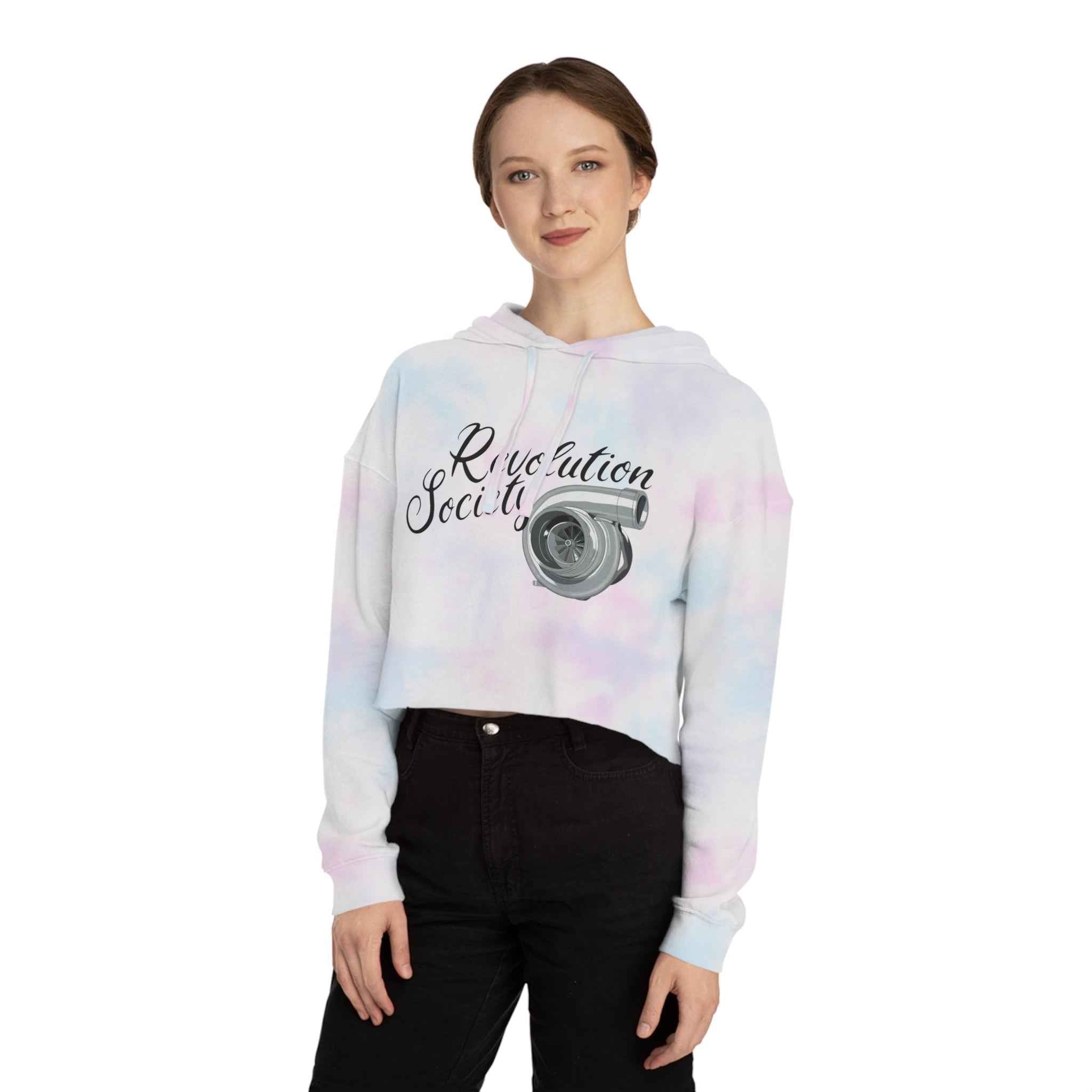 Women’s Cropped Hooded Sweatshirt “Speed Without Boundarie Edition” by Revolution Society - Revolution Society